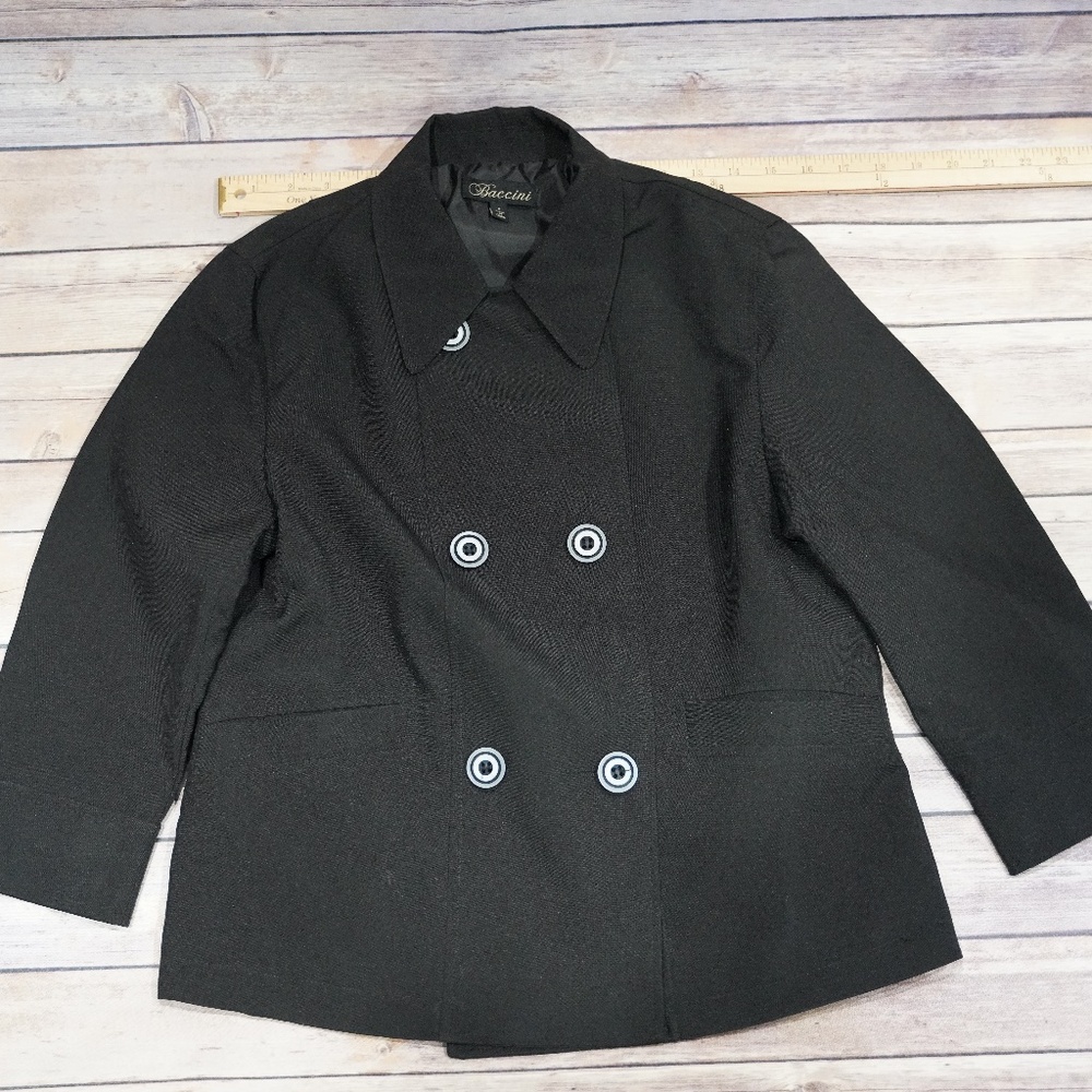 Double Breasted Lightweight Jacket 3/4 Length Sleeves Size Small